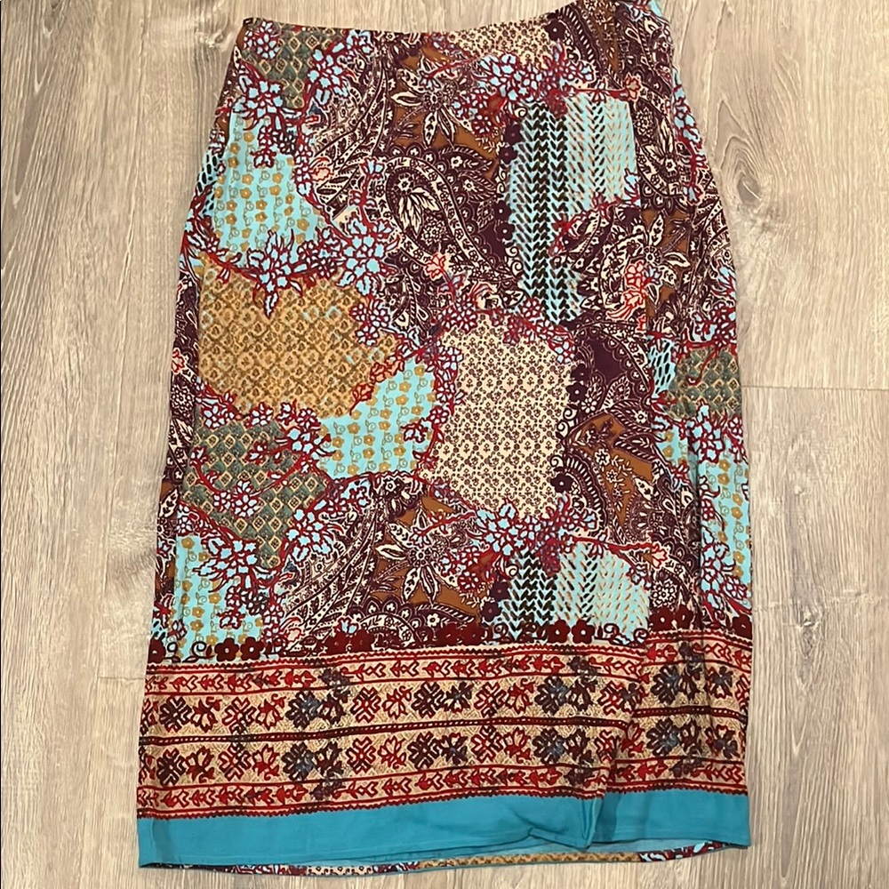 Evan Picone Multicolor Patchwork Skirt Vintage - image 1